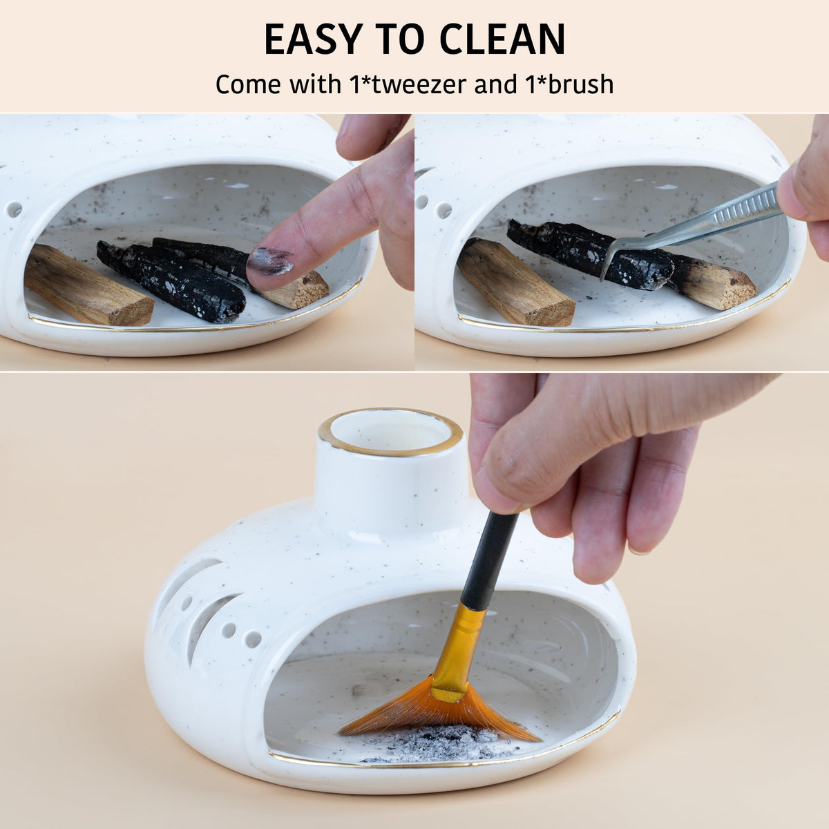 3 in 1 Incense Holder for Palo Santo Sticks Sage Incense (Moon Phase)