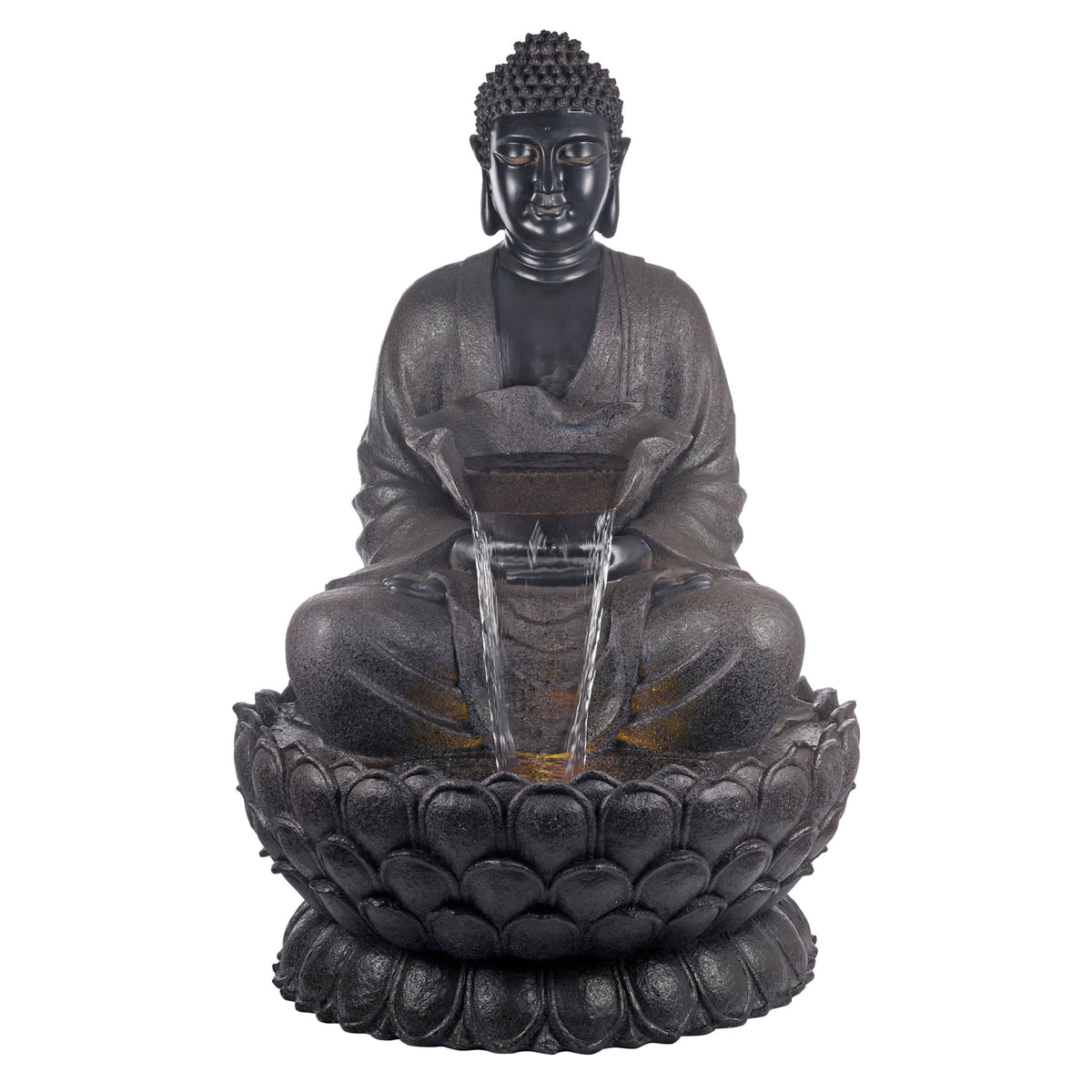 WIN1170 53" Outdoor Floor Calming Buddha Statue Waterfall Fountain (Gray)