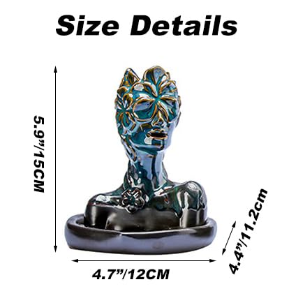Flower Masked Half Face Women Statue Backflow Incense Holder (Women C)