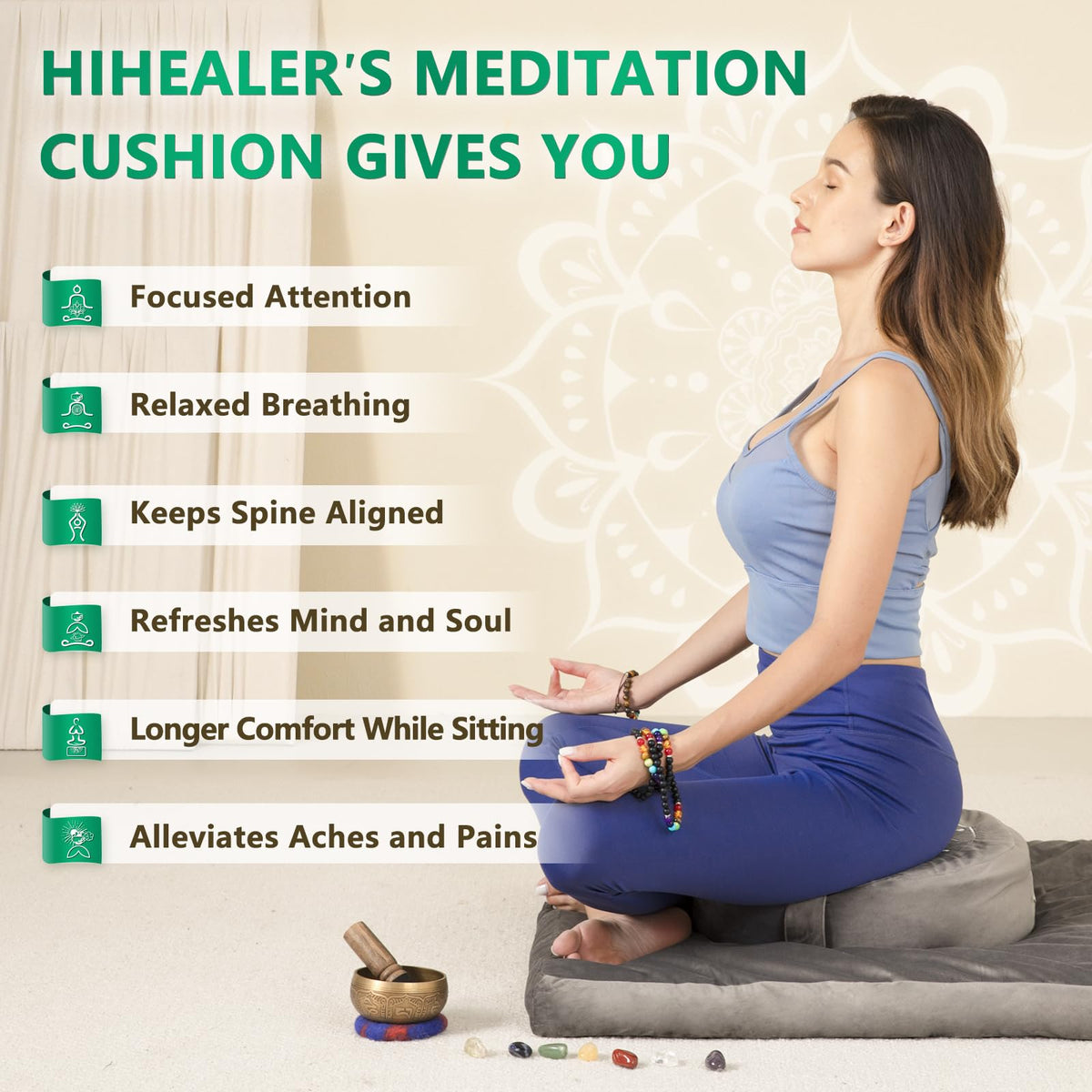 Meditation Cushion (Calmly Grey & White)