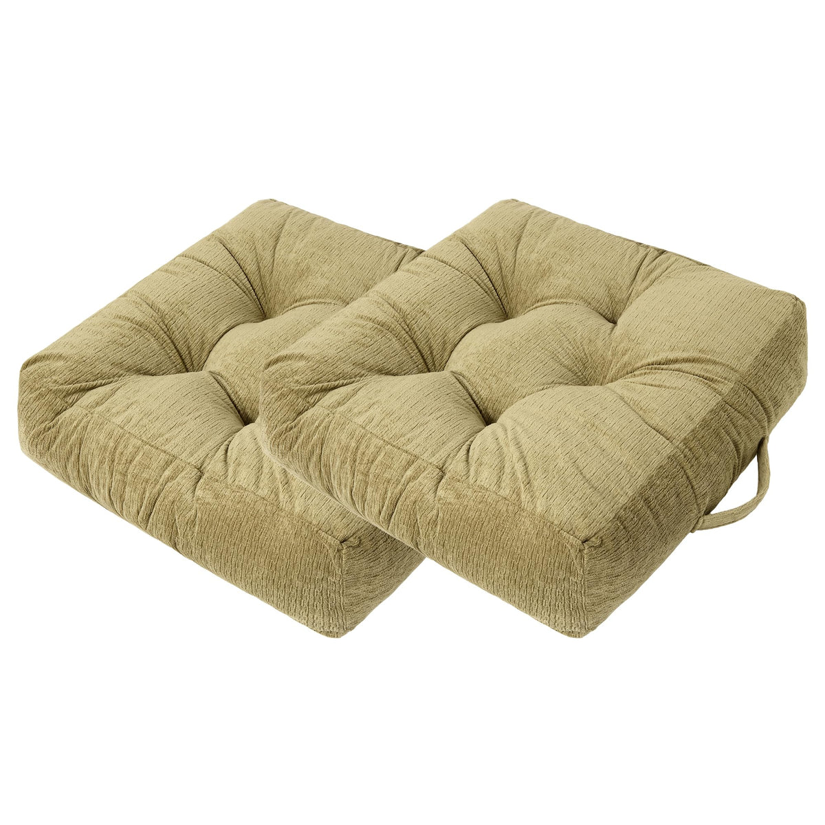 Floor Pillow Cushion for Adults Sitting (22 x 22 x 6 inches / Square Light Army Green)