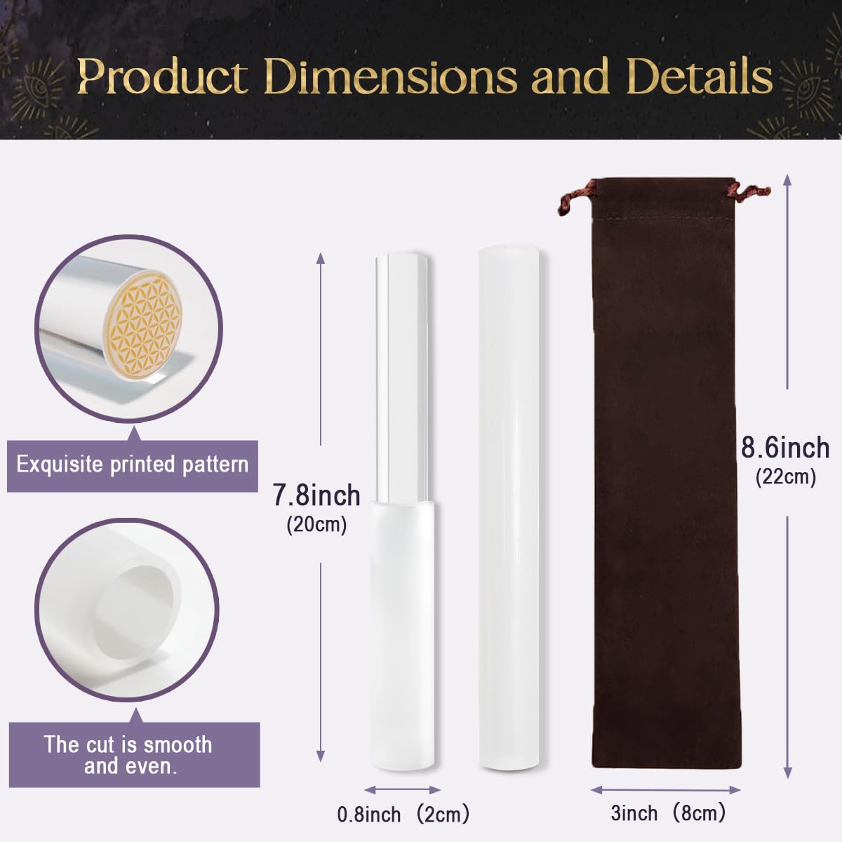 4 Pcs Singing Bowl Mallet Set Includes Solid and Hollow Acrylic Silicone Rubber Striker Mallet for Playing Quartz Crystal Singing Bowls with Bundle Pocket (WhitePurple)