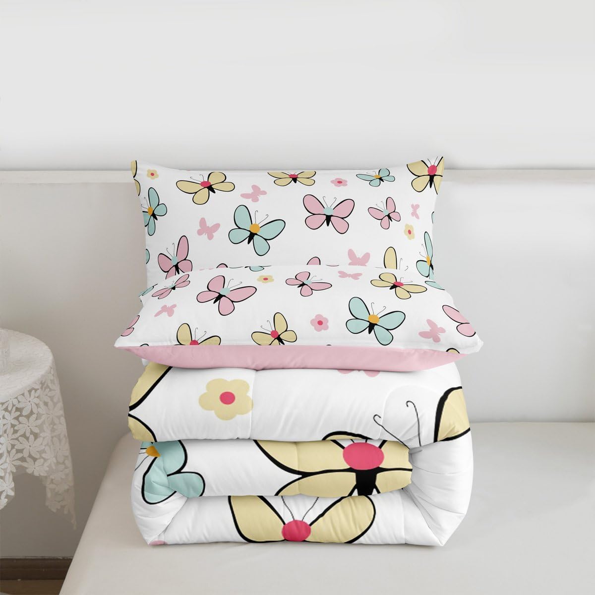 Butterfly Comforter Set Toddler Size for Kids Boys Girls (Multi 808 / Toddler)