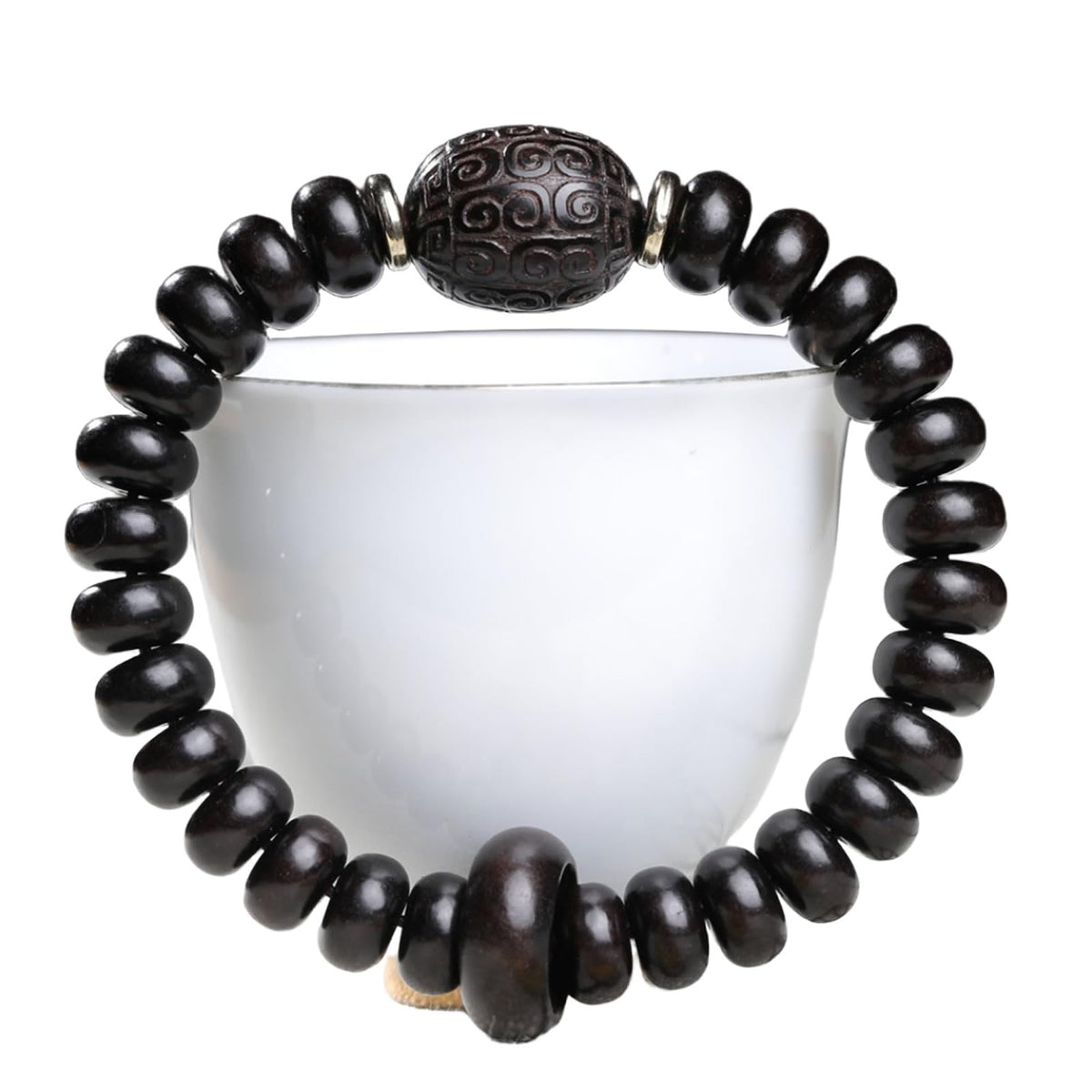 Unisex Ebony Buddhist Prayer Bead Necklace Bracelet Tibetan Mala 108 Black Wood Beads (6mmx10mmx28Abacus Beads)