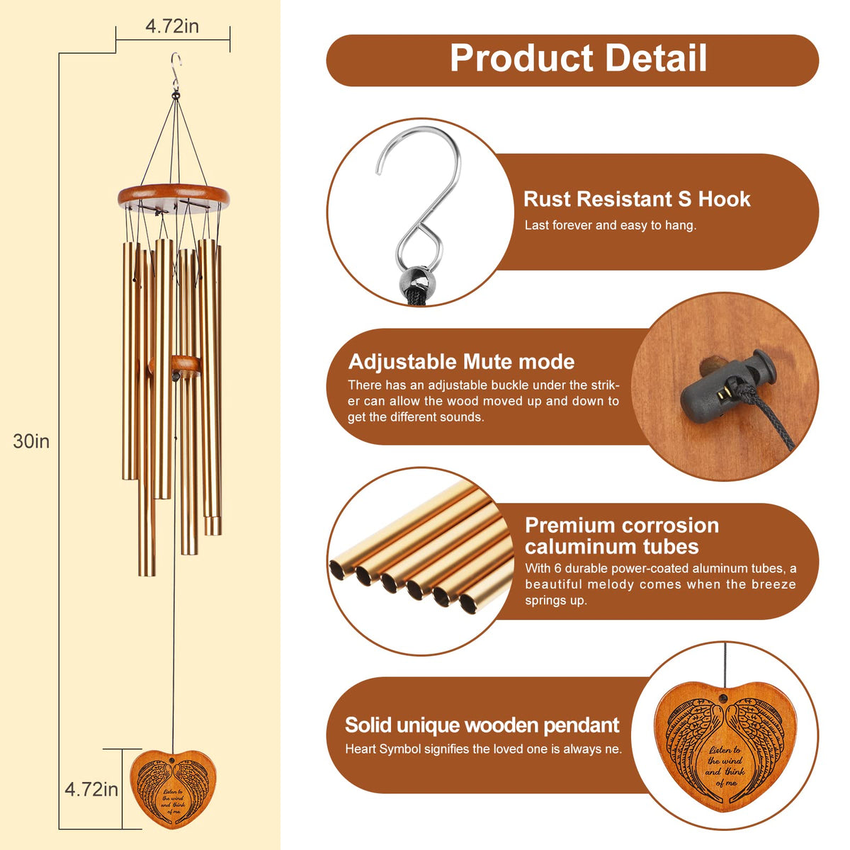 Wind Chimes for Outside (30")