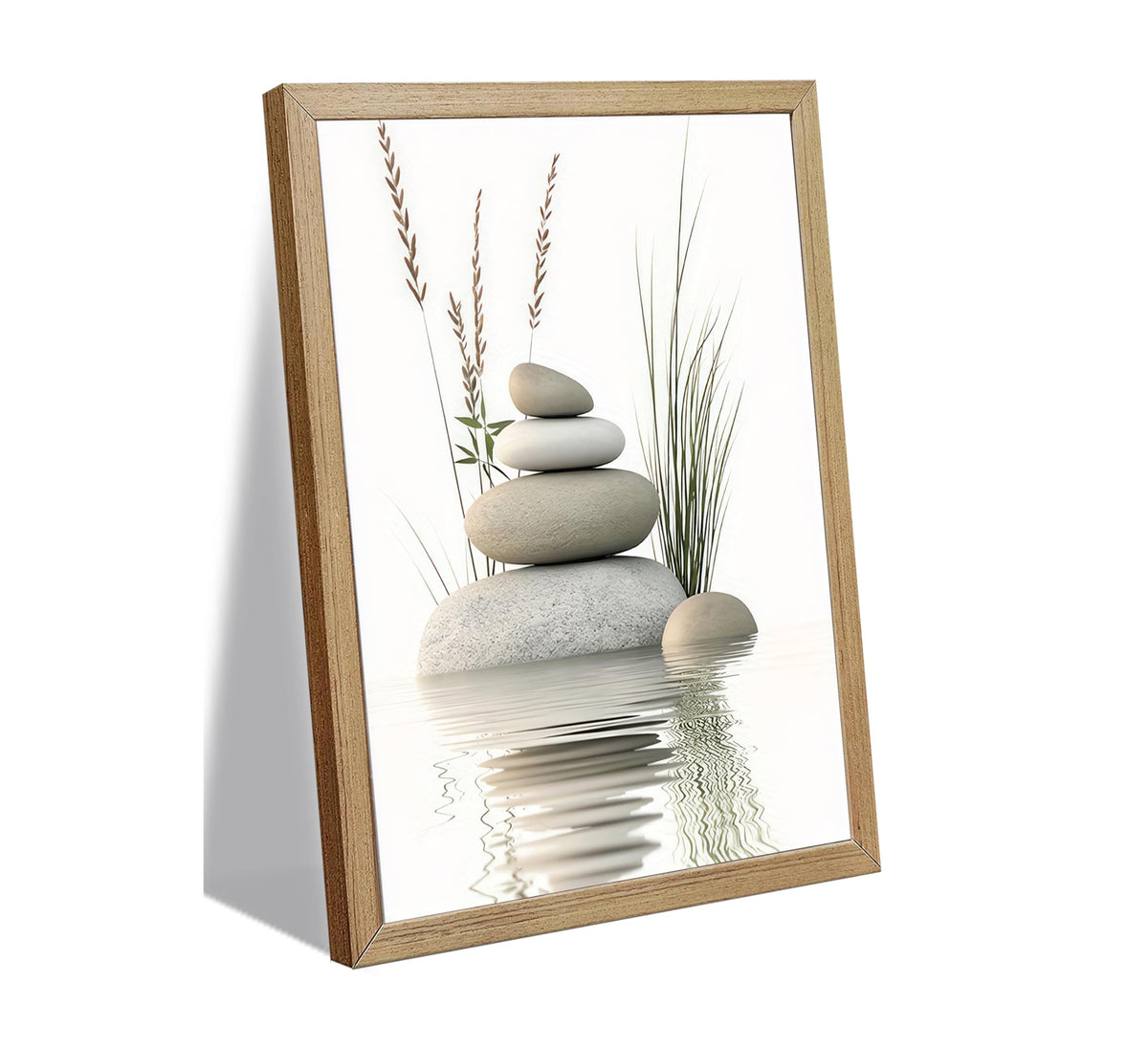 Framed Zen Stone Canvas Wall Art (Framed Zen / 36"L x 24"W)