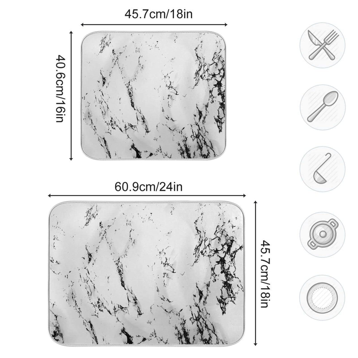 Super Absorbent Dish Drying Mat (White Marble / 16" x 18")