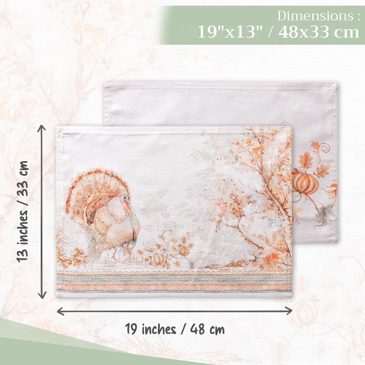 Placemats Set of 4 Reusable 100% Cotton (029 - Giving Thanks / 13" X 19" (Pack of 4))
