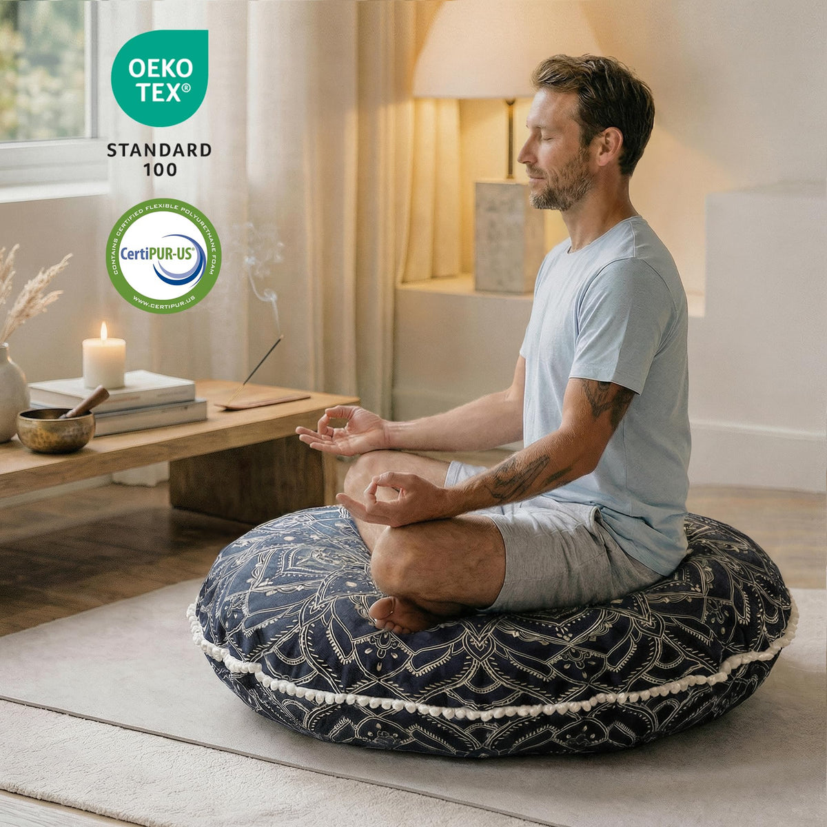 Meditation Cushions 2 Pack (1 Count (Pack of 1) / Black)