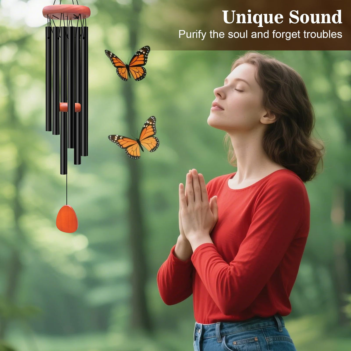 Aluminium Wind Chimes for Outside (Black Wind Chime-26“)
