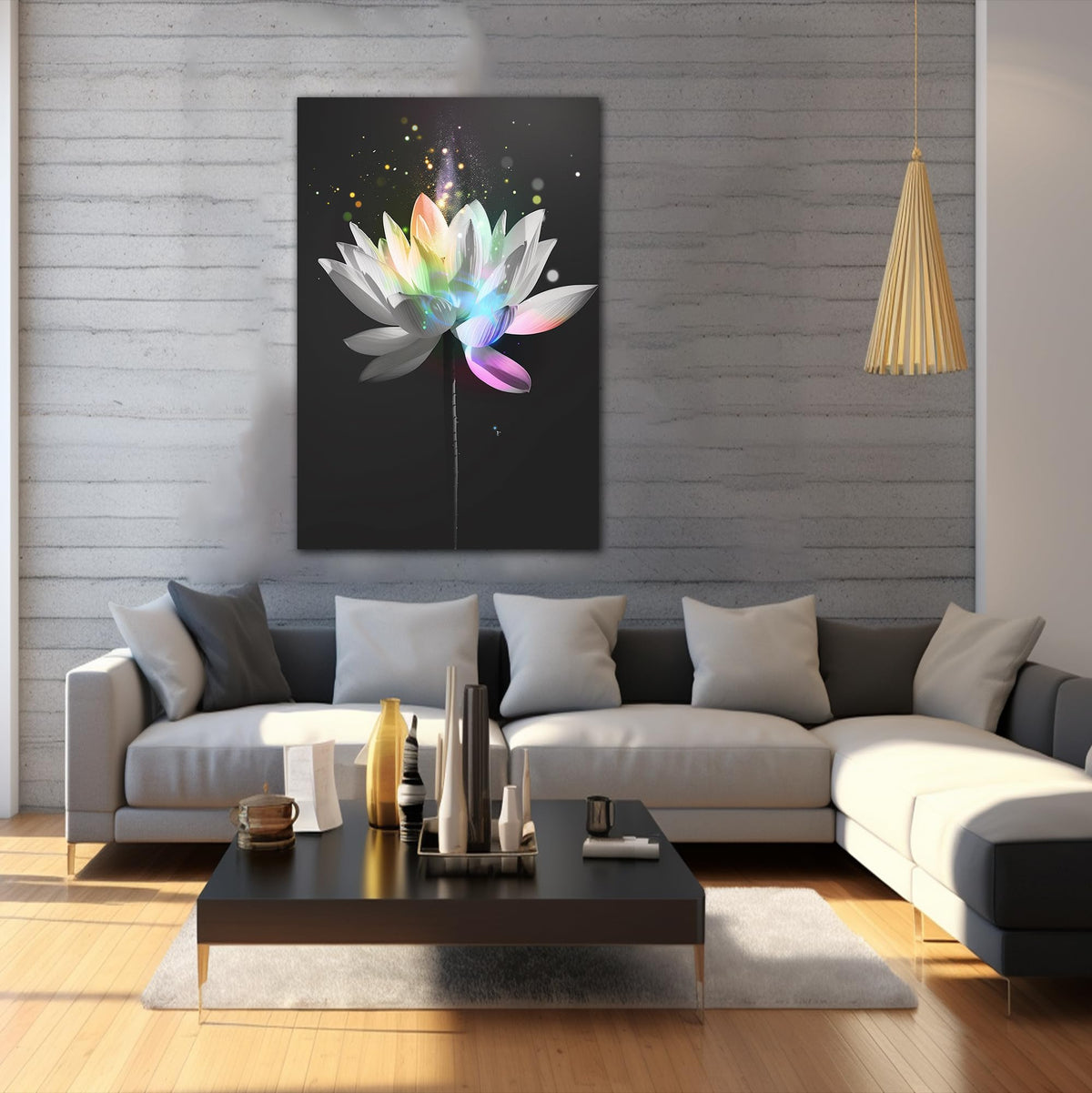 Zen Wall Art White Lotus Flower Canvas Art Print for Spa Bathroom Decor (Zen Stones Canvas Frame-07 / 48"L x 32"W)