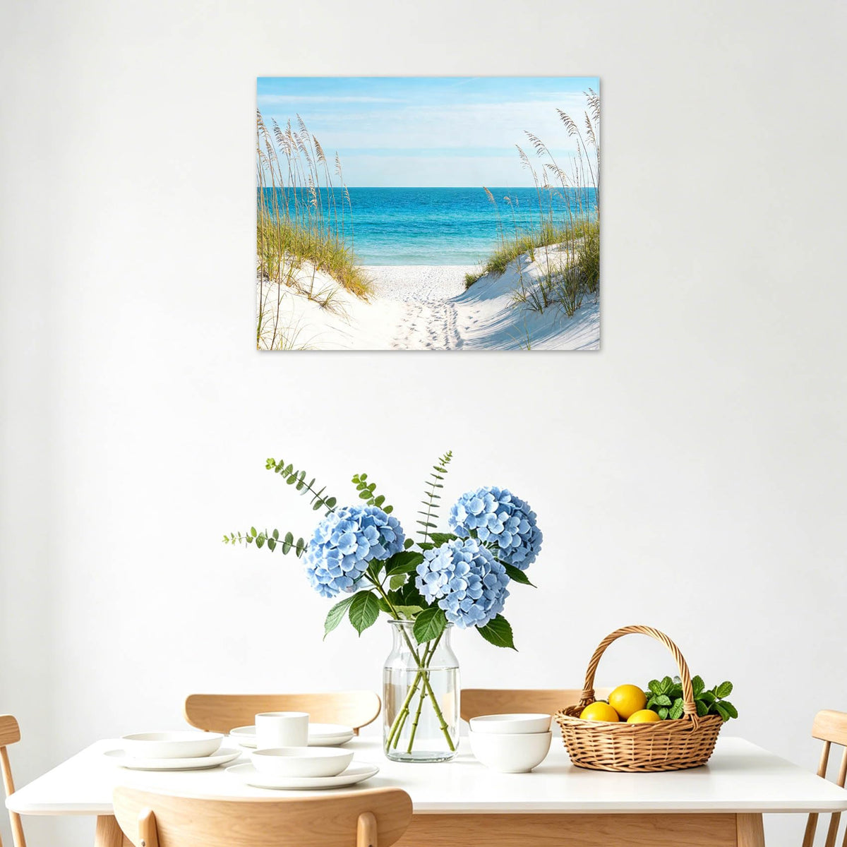 Coastal Beach Wall Art for Living Room Blue Ocean Pictures (12"L x 16"W / Blue)