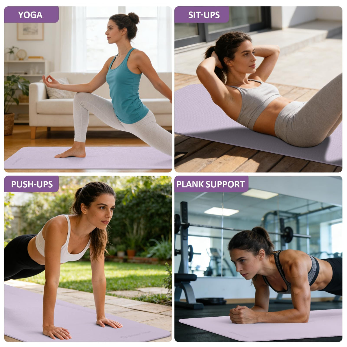 Yoga Mat Non Slip (Lavender / 0.24*24*72 Inches)