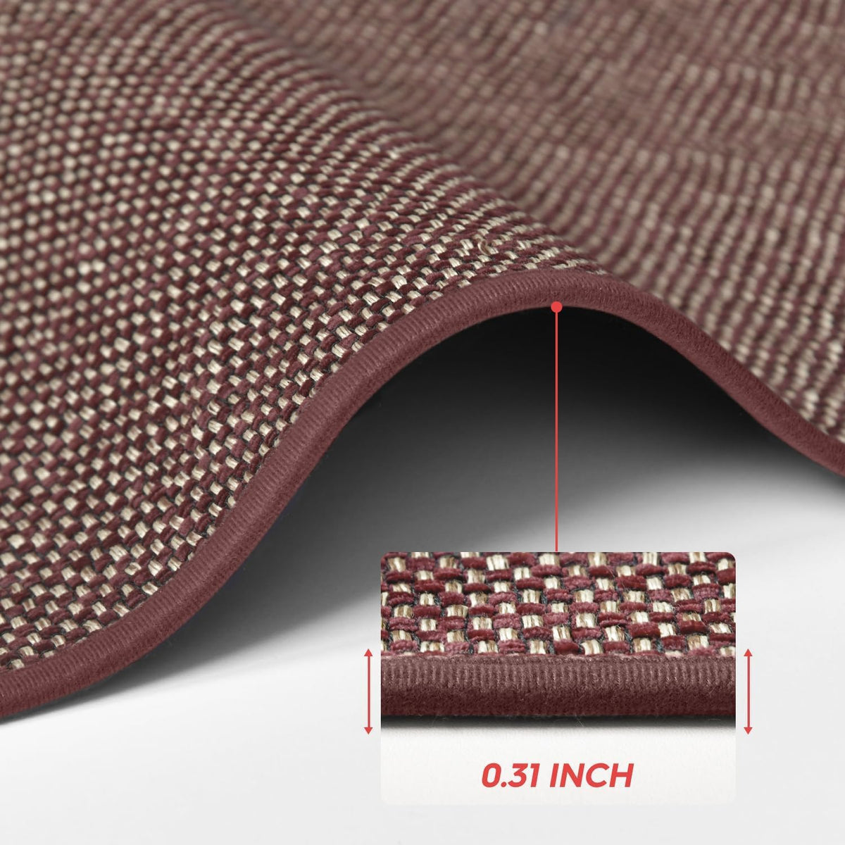 Non Slip Red Kitchen Rugs and Mats Set of 2 (17" x 29" /17" x 47" / Red)