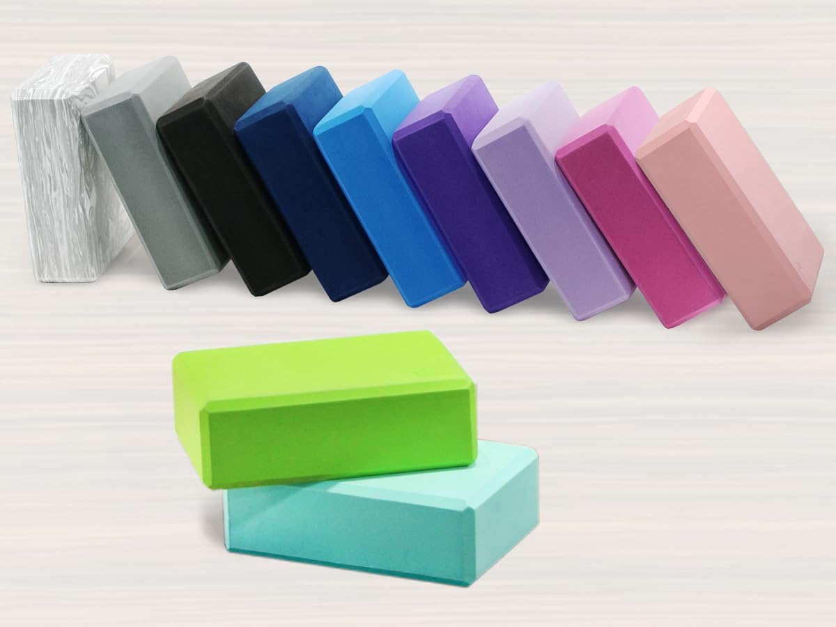 Yoga Blocks 2 Pack EVA Foam Gym Bricks Pilates Stretch Purple (Purple / 9 x 6 x 3 inch)