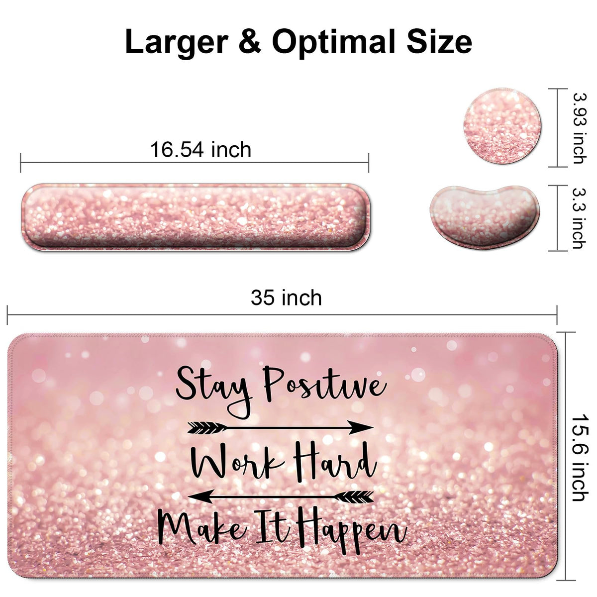 4 in 1 Mouse Pad and Keyboard Wrist Rest (D6-pink Words)