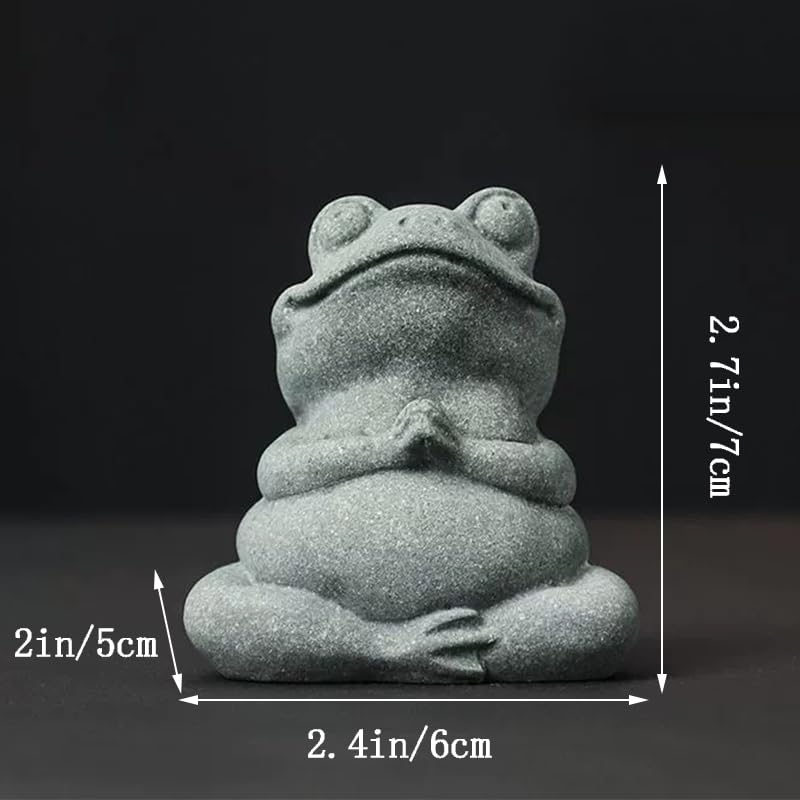 Meditating Frog Statue Yoga Animal Figurine Sandstone Sculpture (A)