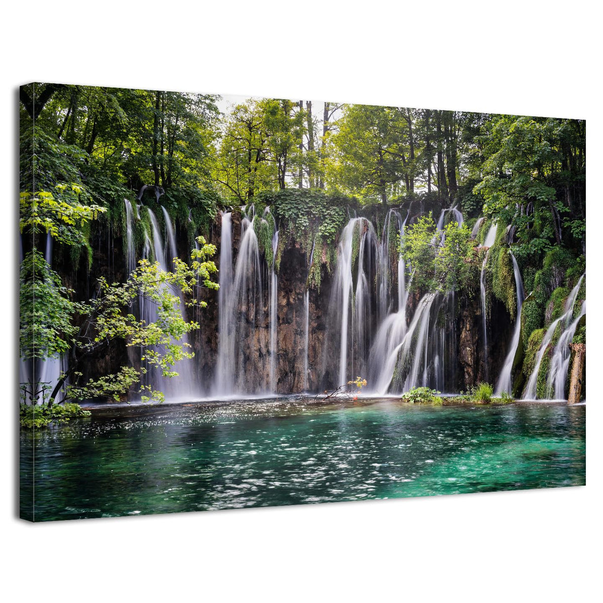 Nature Landscape Wall Art for Living Room Green Forest Waterfall Pictures Bedroom Wall Decor National Park Scenery Canvas Prints Lake River Water Tree Paintings Artwork Bathroom Home Decorations 24x36 (36"L x 24"W / Waterfall)