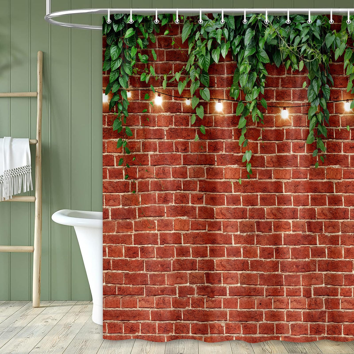 Stone Brick Wall Shower Curtain (Red / 72"W x 84"L (Pack of 1))