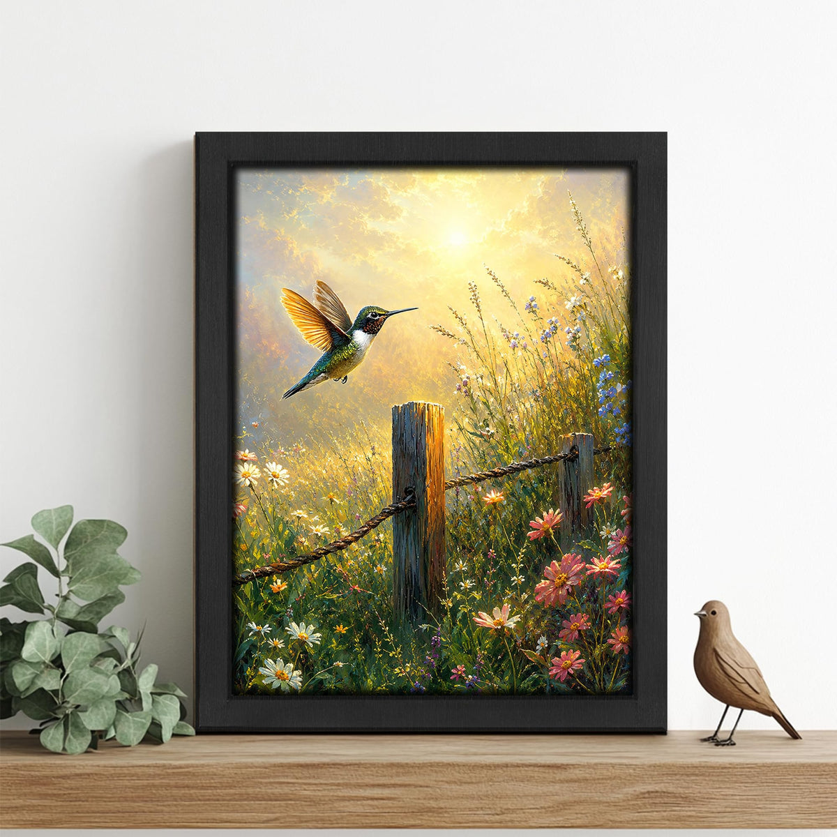 Rustic Hummingbird Decor Wall Art (Wall Art Framed 25 / 10"L x 8"W)