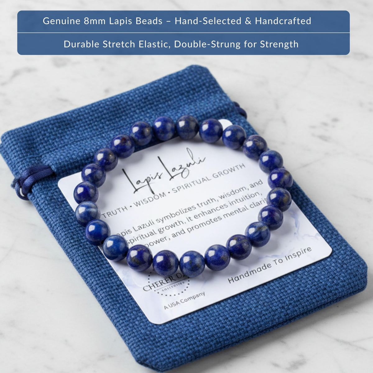 Lapis Bracelet 8mm Beaded Bracelet (Lapis / Small)