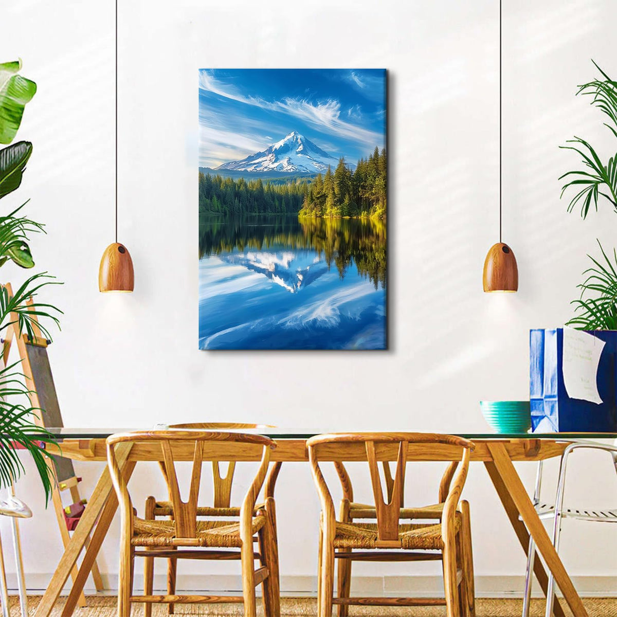 Mt Hood Mountain Wall Art Mountains Pictures Living Room Decor National Park Canvas Prints Posters Nature Landscape Wall Decor Forest Lake Scenic Painting Artwork for Bedroom Home Decorations 32x48" (48"L x 32"W / Mt Hood)