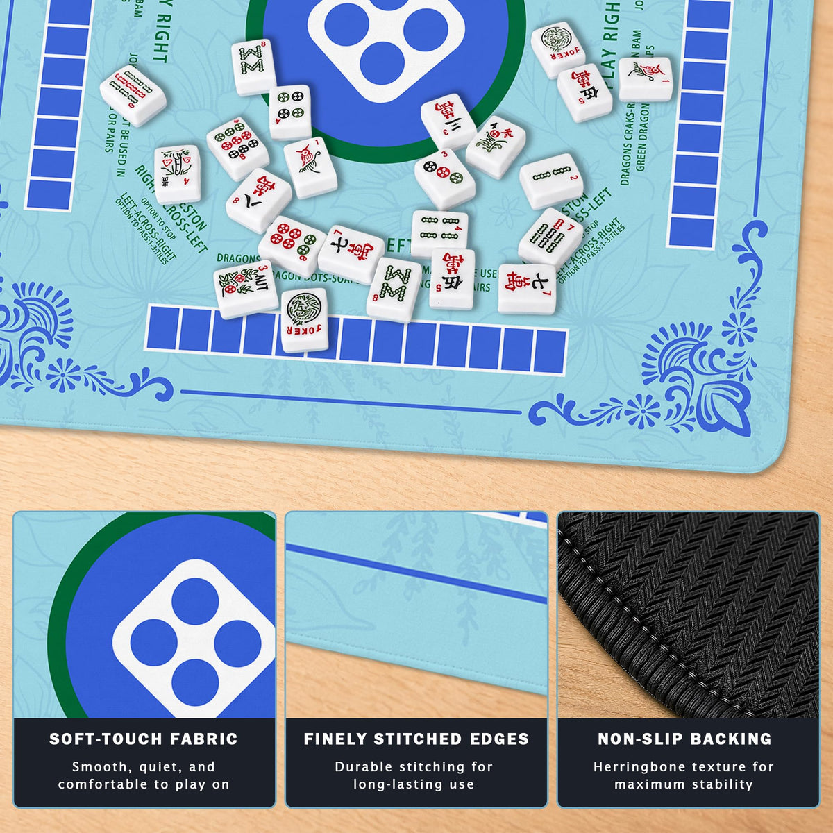 Blue and Green Mahjong Mat 31.5" x 31.5" (Blue and Green Mahjong)
