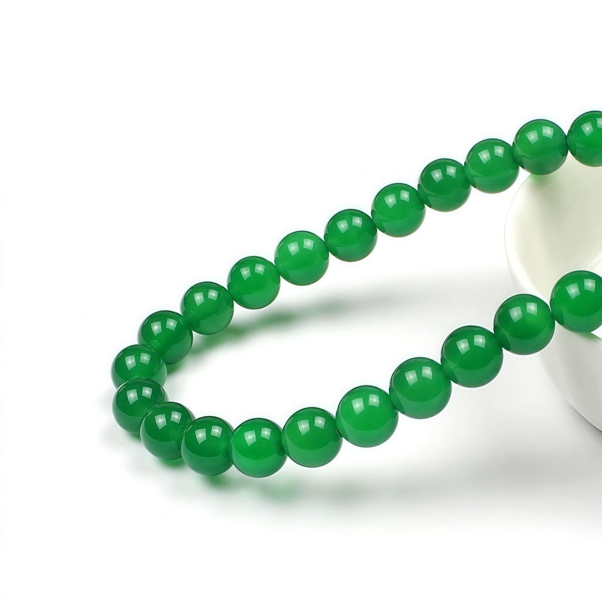 7A Natural Green Agate Beads Round Stone Loose Beads for Necklace Bracelet Charms Jewelry Making 15" (Green Agate / 12mm)