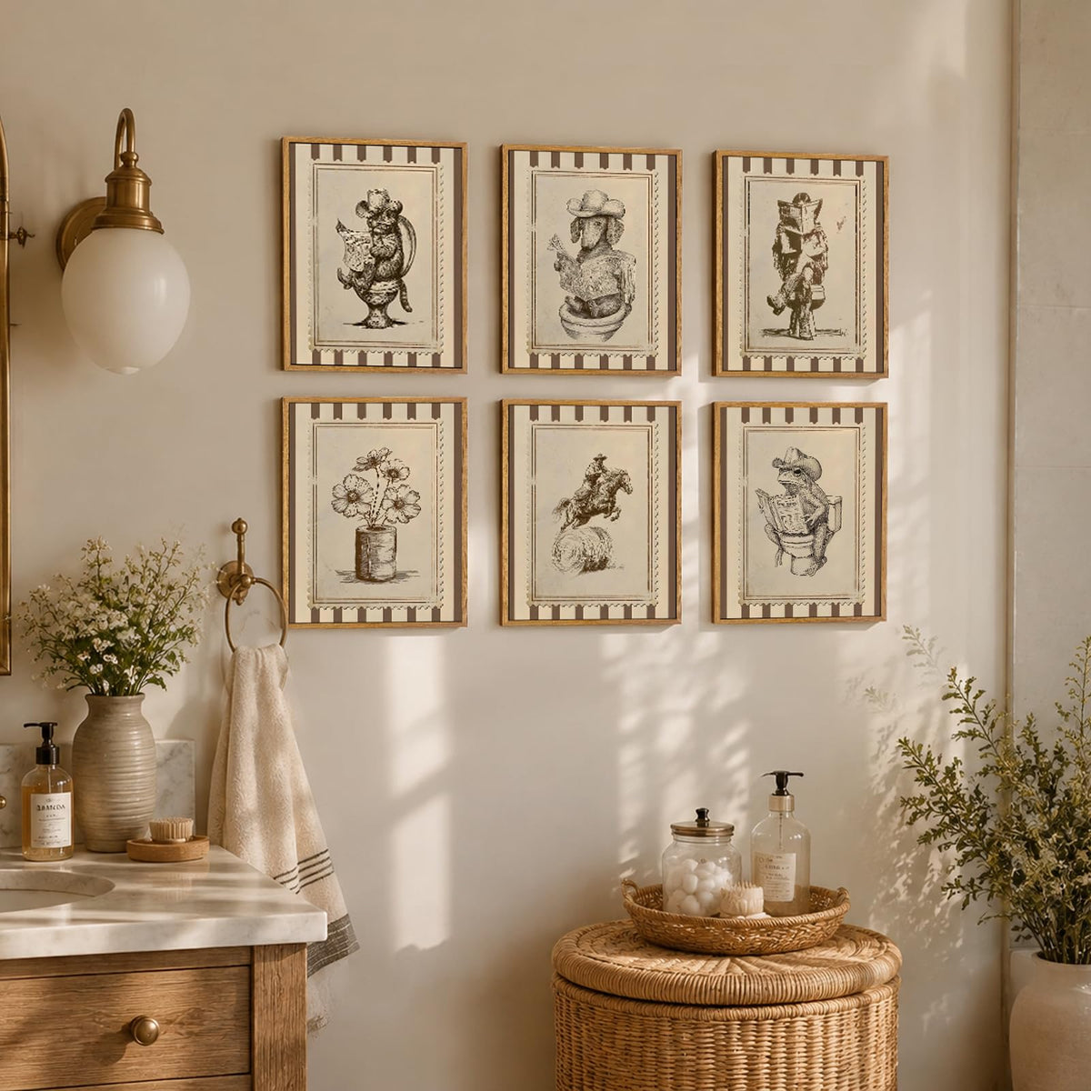 Framed Funny Western Bathroom Wall Art (Toilet paper wildflowers / 8"L x 10"W)