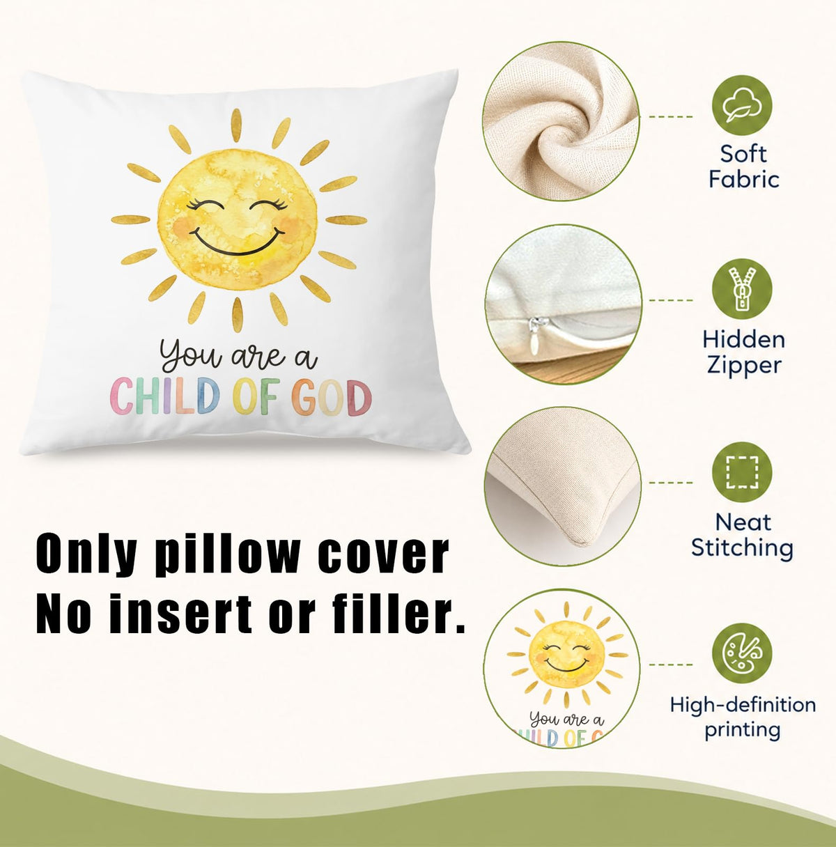 Christian Kids Nursery Throw Pillow Covers 18x18 Set of 2 (Qt-bz-mental Health-boho Baby)