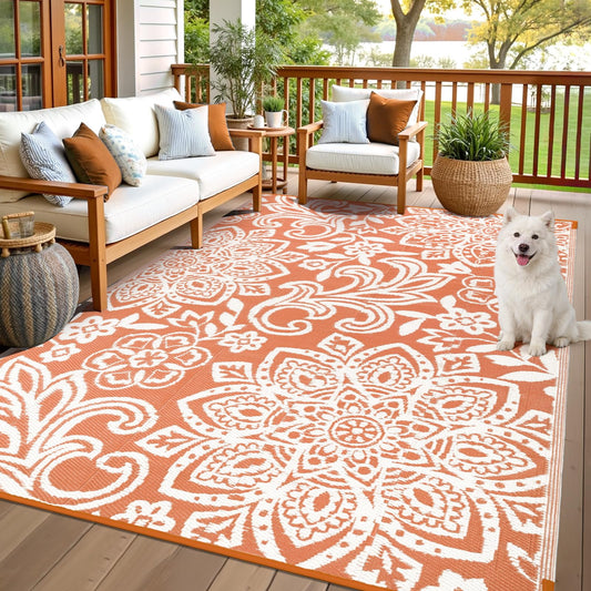 Waterproof Outdoor Rug 6' x 9' (Orange / 6' x 9')