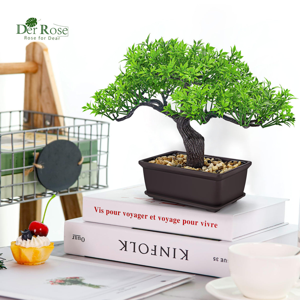 8" Fake Bonsai Tree (Green-ficus)