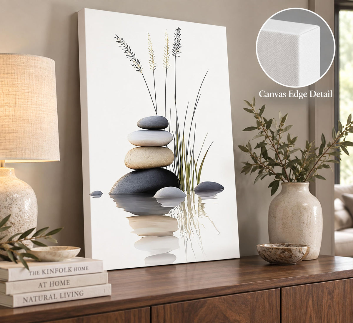 Zen Stone Canvas Wall Art 12x16in (Zen Stone-Canvas / 16"L x 12"W)