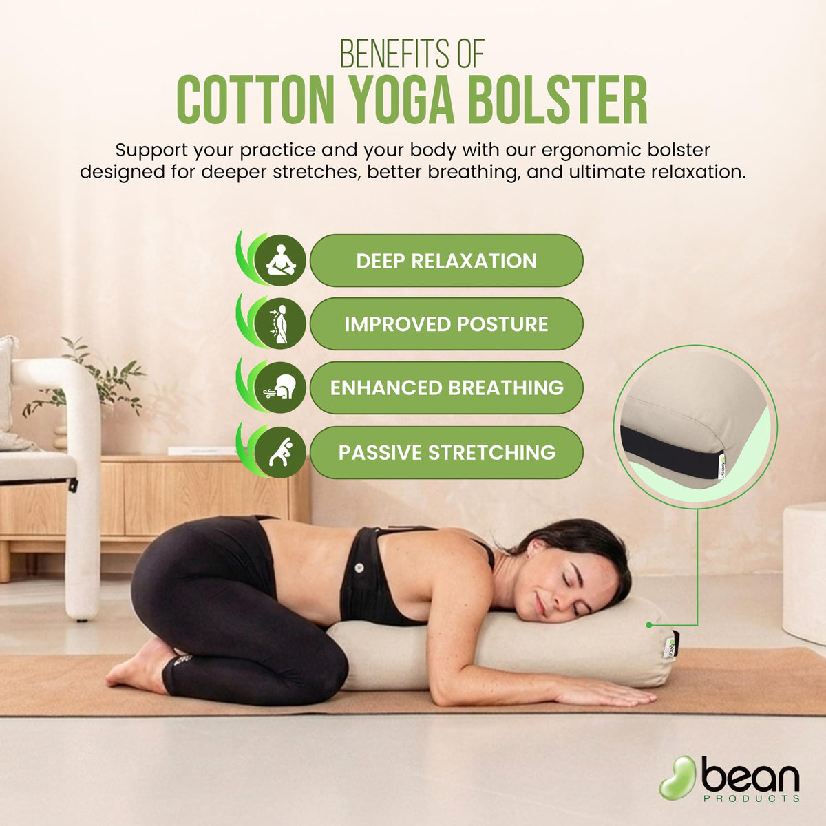 Yoga Bolster Soft yet Firm (Rectangular / Navy)