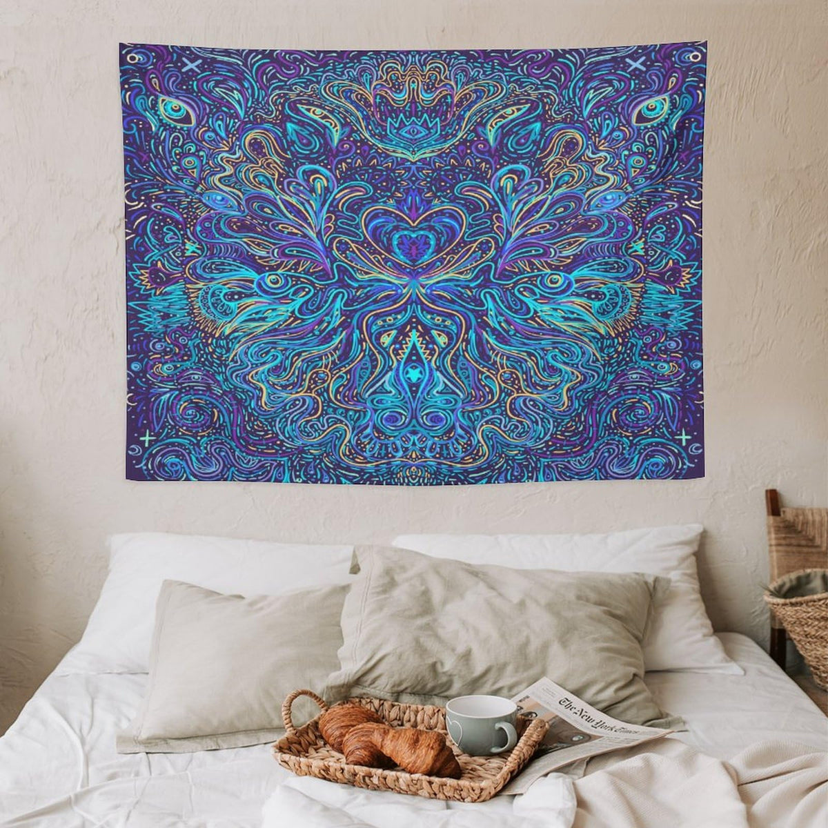 Hippie Bohemian Mandala Tapestry Wall Hanging Indian Gypsy Abstract Flower Floral Texture Print Tapestries Home Decor for Living Room Bedroom Apartment Farmhouse Dorm 30"x40" (30"L x 40"W / Mandala-8)