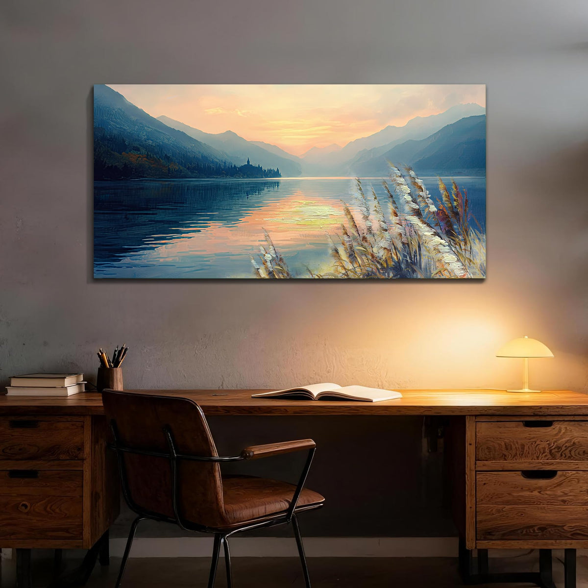 Canvas Wall Art for Living Room Wall Decor for Bedroom 48"x24" (blue lake / 48"L x 24"W)