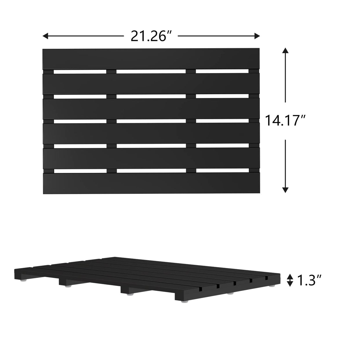 Wooden Bamboo Bath Shower Mat (Black / 21.3" x 14.2" (Rectangular))