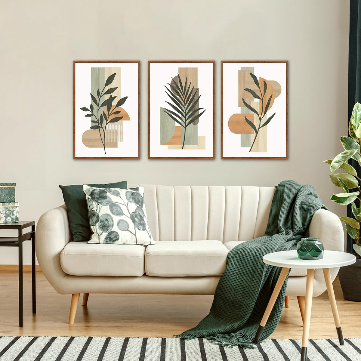 Boho Botanical Geometric Framed Wall Art (Botanical B / 16"L x 24"W)