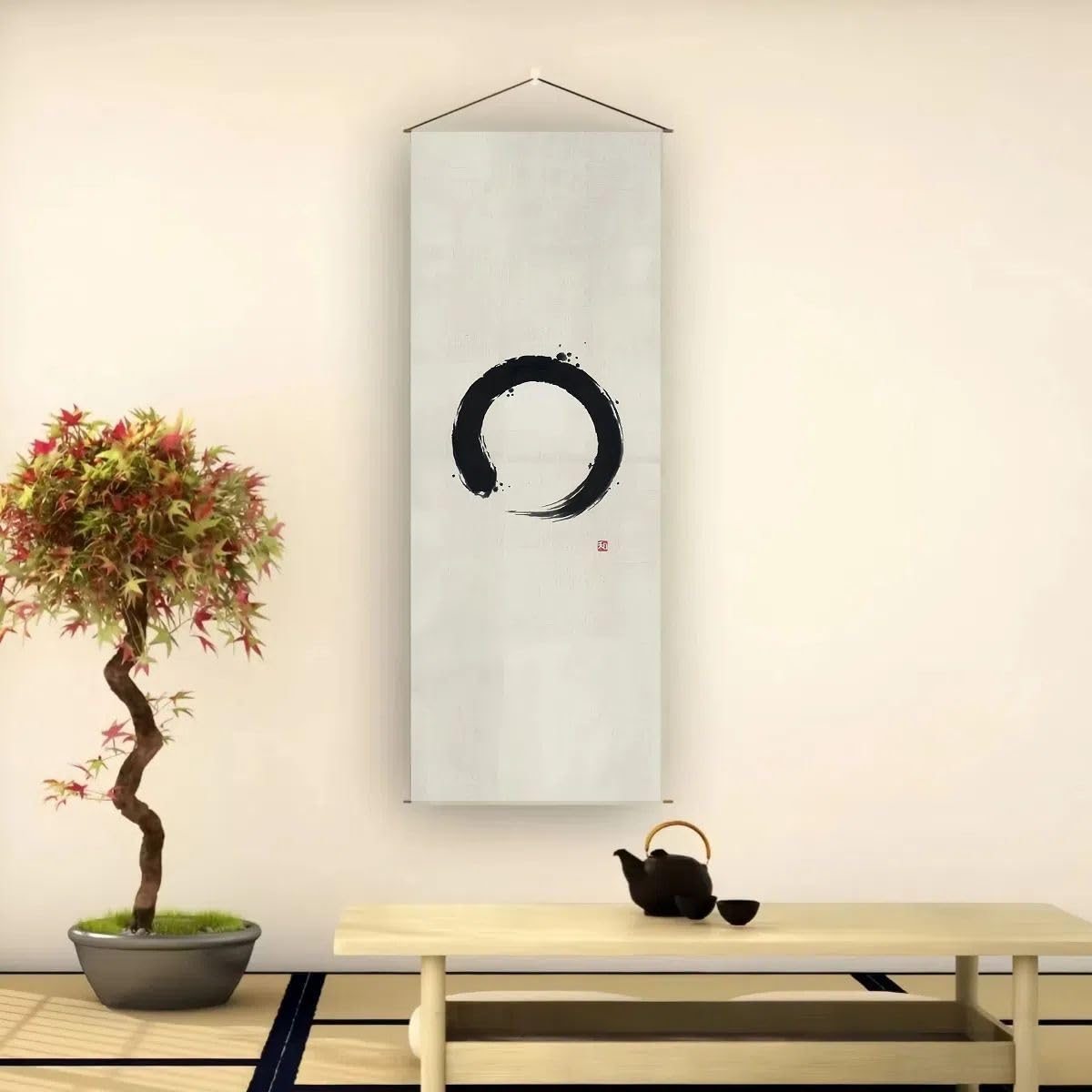 Japanese Tapestry Wall Art Scroll (Enso-Circle)