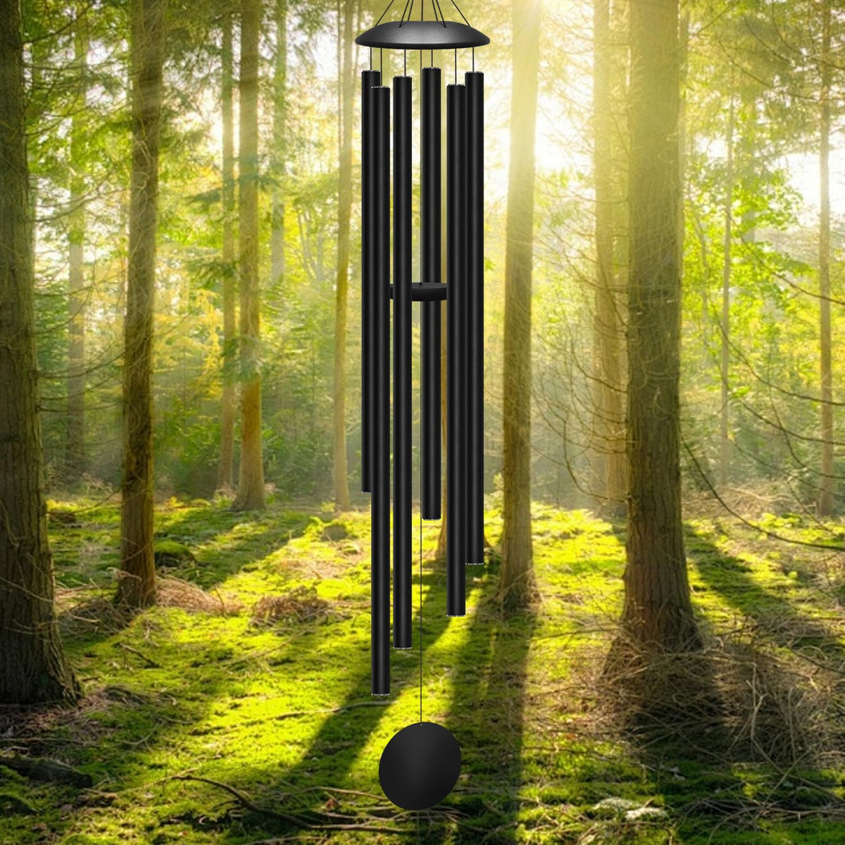 66" Extra Large Wind Chimes for Outside (Black / 66")