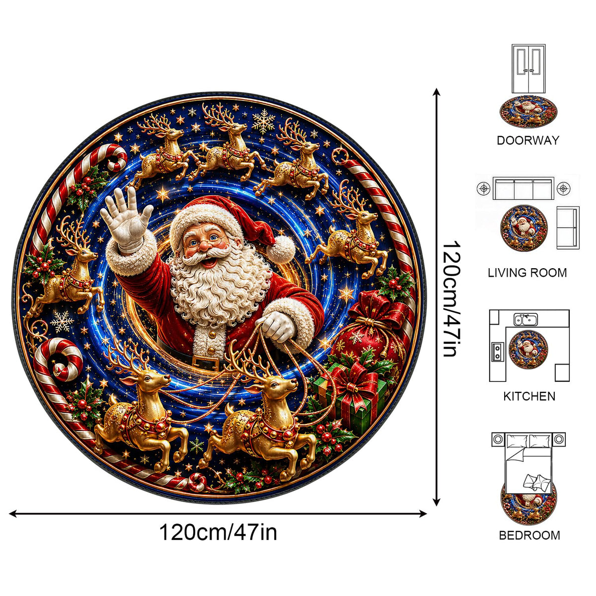 Christmas Round Rug 4ft (115 / 4' (Round))