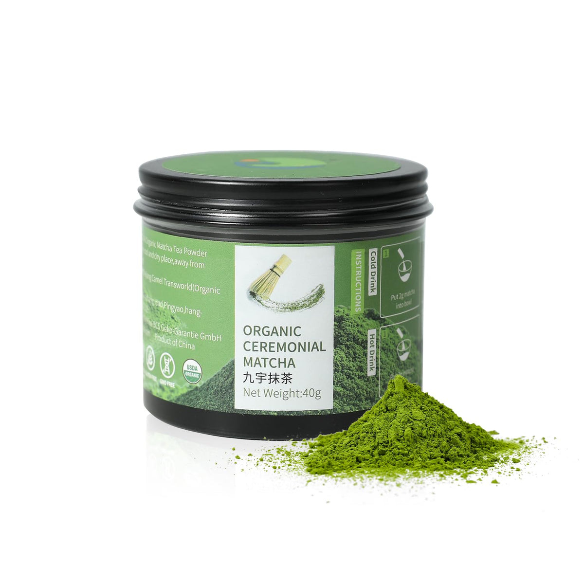 Organic ceremonial grade matcha powder for matcha latte preparation First Harvest 1.41oz (40g/1.41oz)