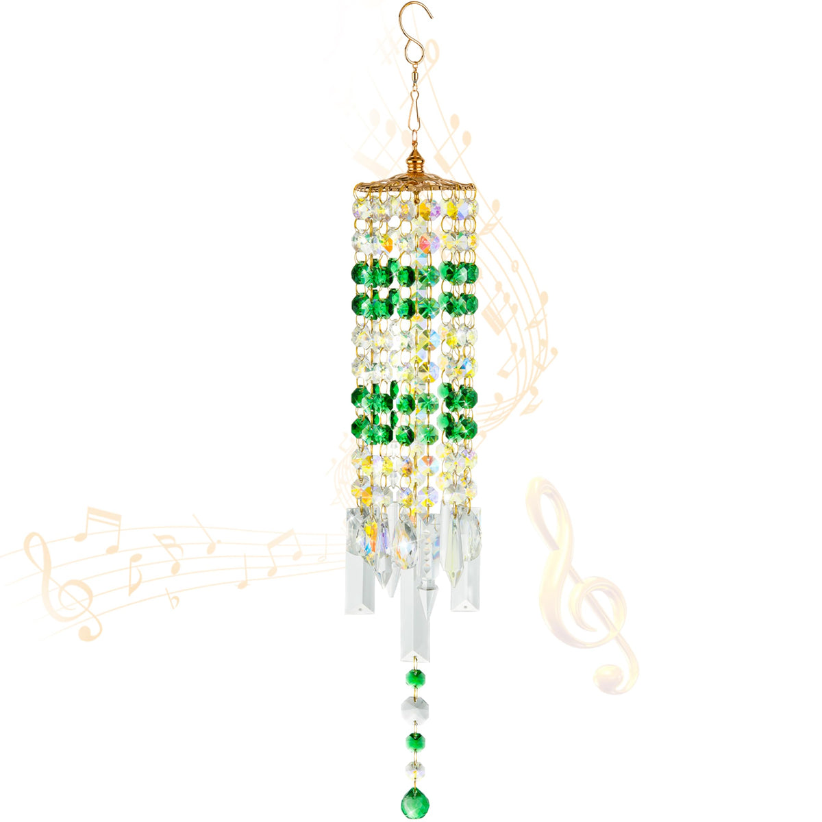 Crystal Wind Chimes Rainbow Suncatcher for Window (Green)
