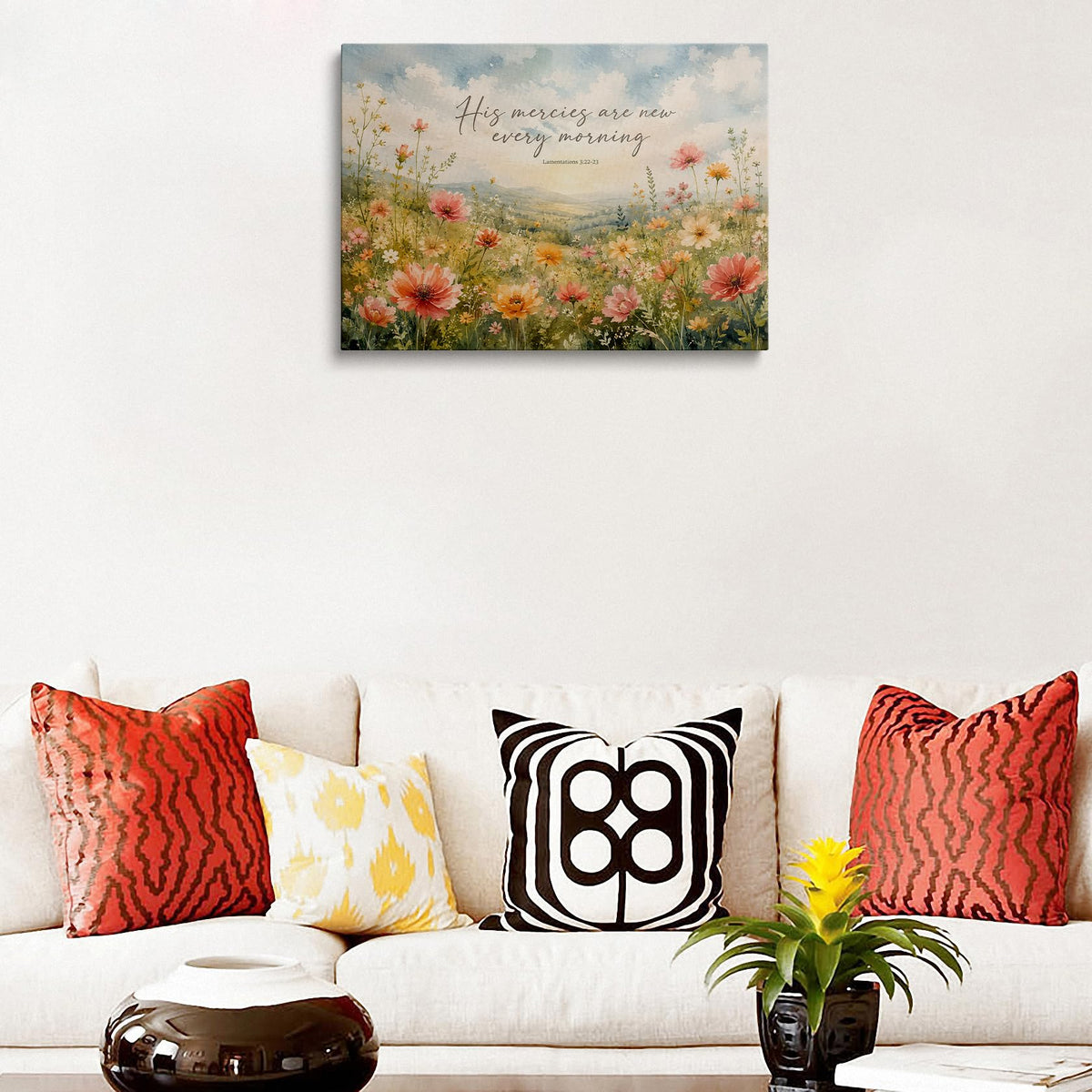 Christian Bible Verse Canvas Wall Art Framed Floral Home Decor 16x24 Inch (Bible Verse / 24"L x 16"W)