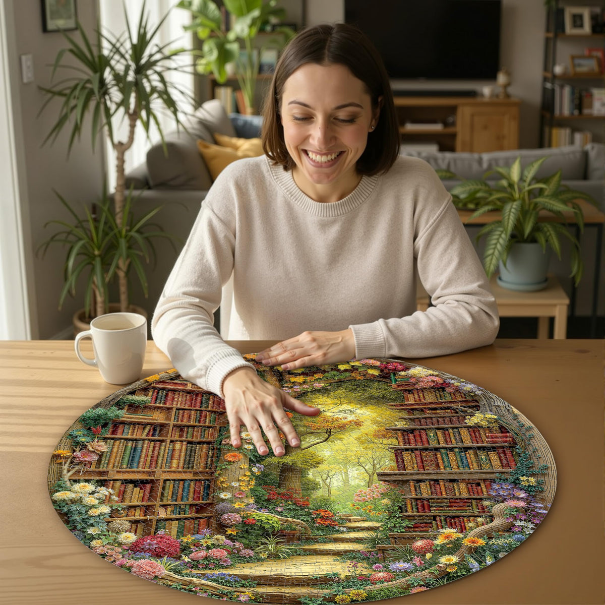 1000 Piece Round Jigsaw Puzzle for Adults (E-forest Library)