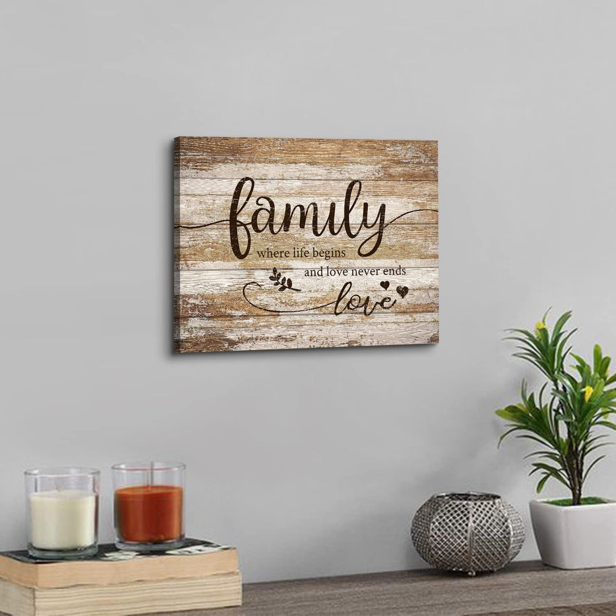 Rustic Bless Home Wall Decor Family Wall Art for Living Room Farmhouse Family Signs Pictures for Kitchen Dining Room Vintage Inspirational Motto Wall Prints Artwork Bedroom Entryway Decorations 12x16" (16"L x 12"W / Family)