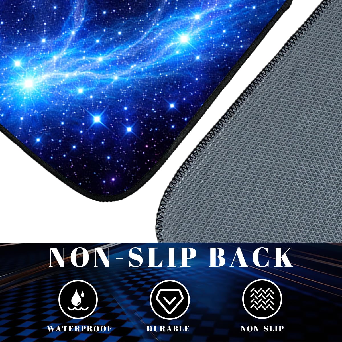 Galaxy Car Floor Mats Set of 4 Blue Starry Night Cosmic Sky Automotive Foot Mats Rugs Carpet for Car Non (26.8"L x 17.3"W x 0.2"Th / Galaxy)