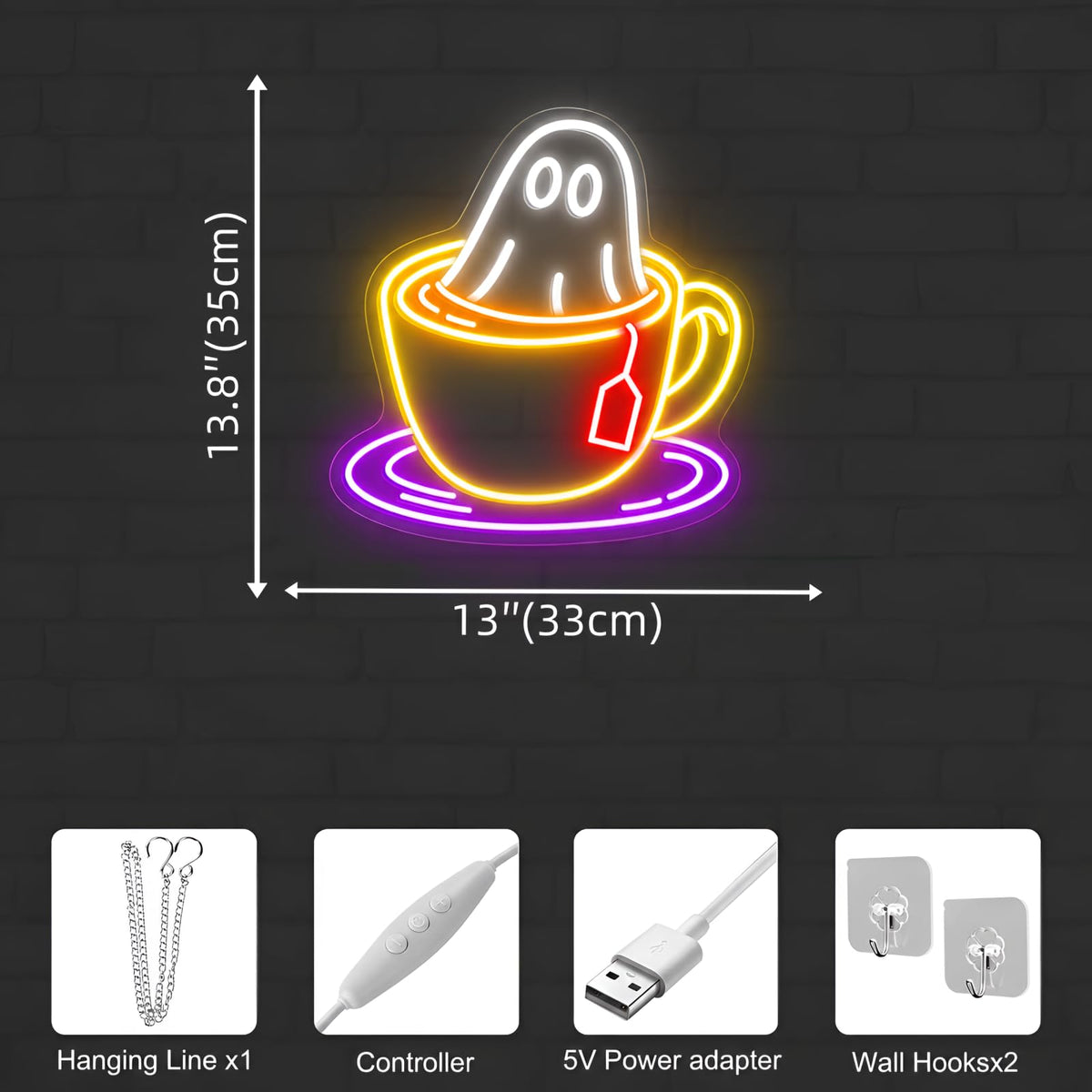 Ghost Coffee Neon Sign Cute Halloween Wall Decor for Cafe Bar Kitchen (Ghost Coffee)