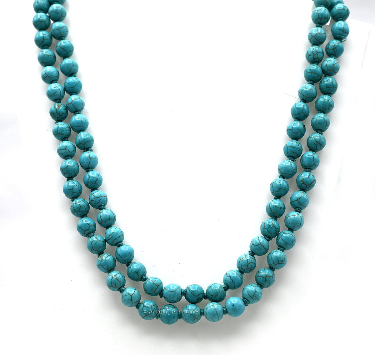 Turquoise Buddhist Prayer Beads Japa Mala with 108 Meditation Beads (Hand Knotted / Turquoise)