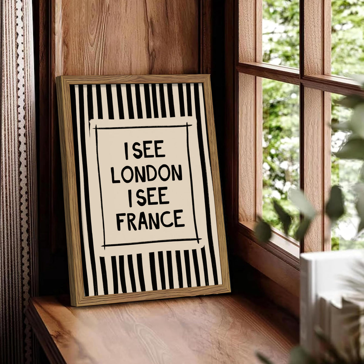 I See London I See France Wall Art (Black Stripes See / 16"L x 12"W)